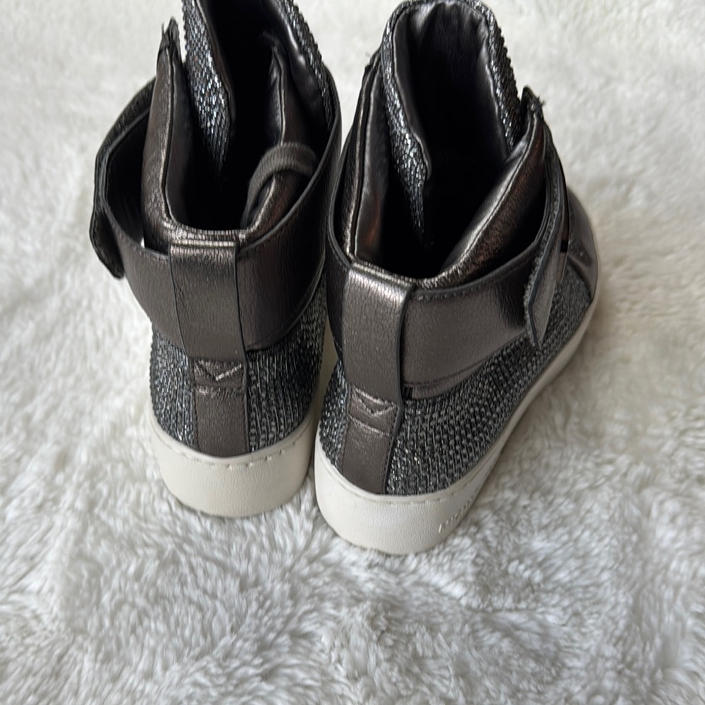 Michael Kors Black and Silver Textured High-Top Sneakers NWOT - Picture 3 of 4